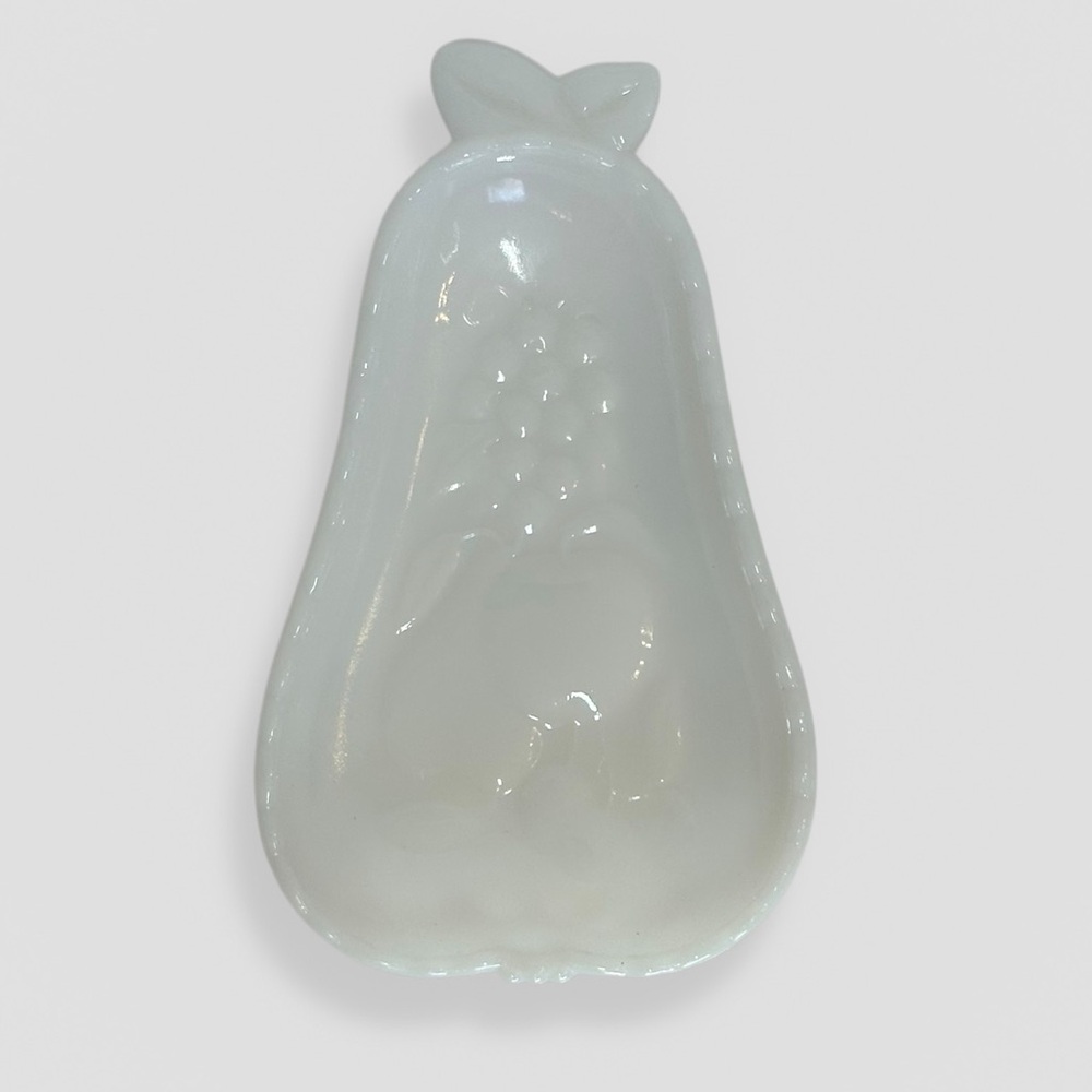 Blossom Pear Vintage White Opaque Milk Glass 8 Inch Candy Dish Snack Bowl